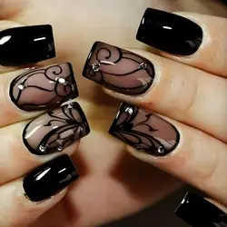 24Pcs Colorful French Square Head False Nails Short Detachable Ballerina Fake Nails Full Cover Nail Tips Press On Nails Manicure
