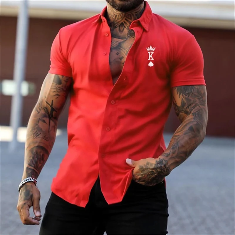 2024 Men\'s Shirts Slim Tops Summer Short Sleeve Harajuku Solid Hawaiian Shirt Casual Oversized Clothes Loose V Neck T-Shirts 5xl