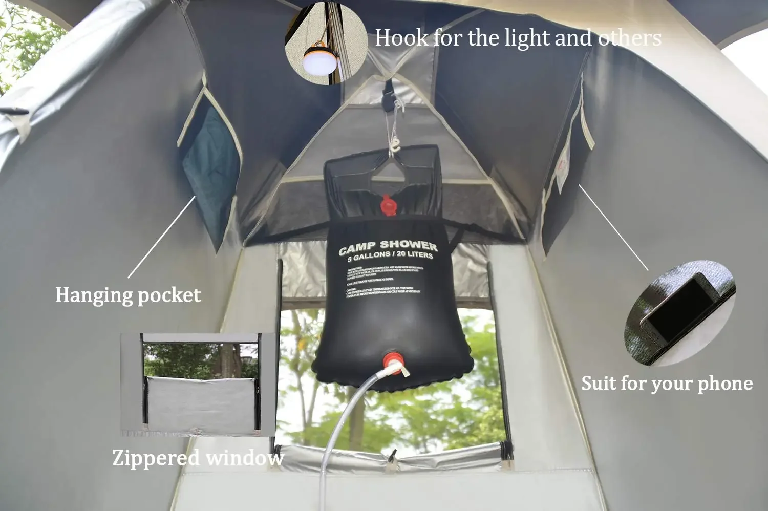 Portable Outdoor Shower Room, Pop Up Privacy, Double Sailor Bucket, Changing Clothes, Car Awning