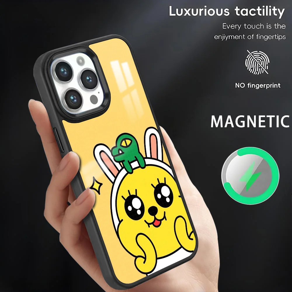 M-Muzi Cartoon Kakao Phone Case For iPhone 16 15 14 13 12 11 Pro Max Plus Mini Magnetic Magsafe Wireless Charging Cover Coque