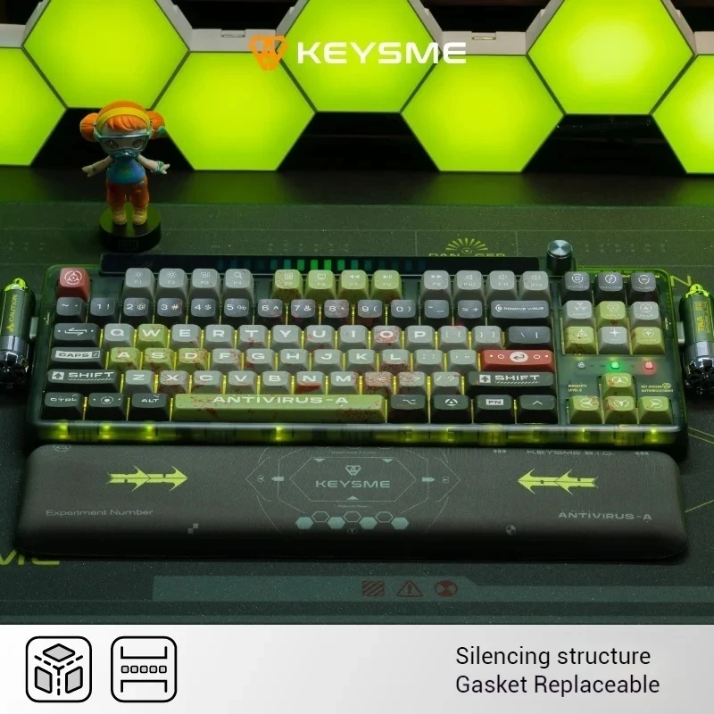 Keysme Lunar01 Customized Mechanical Keyboard Wireless Bluetooth 2.4g Tri-Mode Hot Swap Switch Gasket Structure 87 Keys Laptop