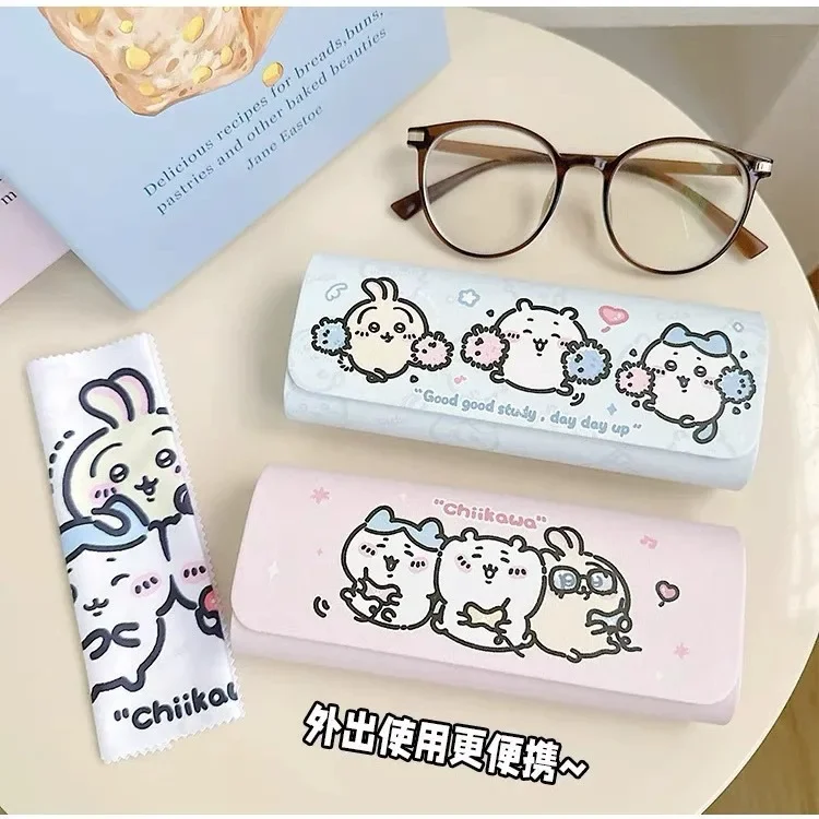 Portable Chiikawa Cartoon Glasses Case Durable Handmade Magnetic Closure Unisex Shockproof Metal Eyewear Box Optical Sunglasses