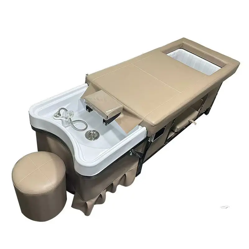 Yicheng Beauty Professional Hair Washing Massage Table Shampoo Bowl Bed Spa Heated Shampoo Bed with Steamer for Sale