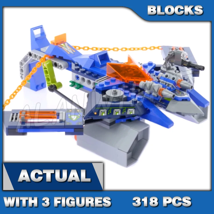 318 шт. Nexoes Knights Aaron Aero-Striker V2 Wing Crossbow Trigger 10517 Наборы строительных блоков, совместимые с моделью