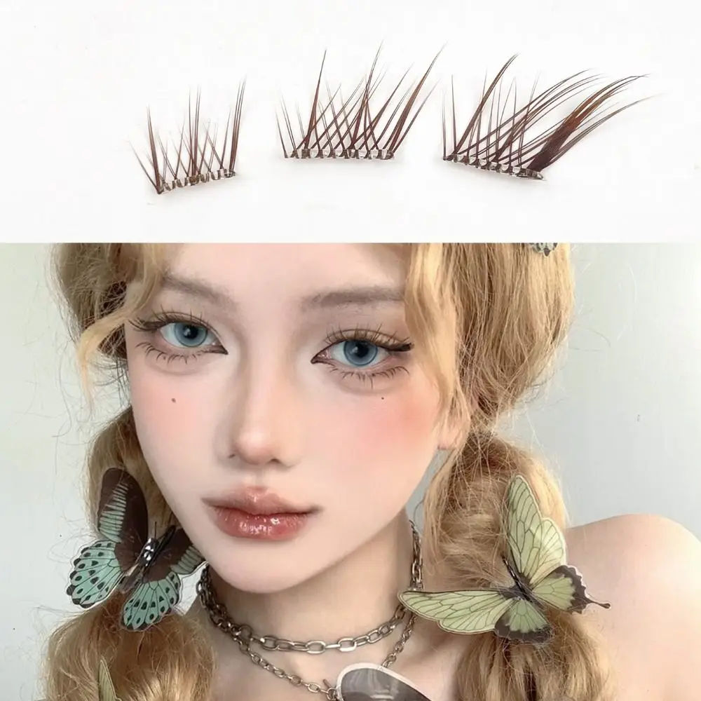 

60Pcs Glue-Free Clusters Lashes Self-Adhesive 3D Cat Eye Individual Lashes Soft Brown Natural DIY Lash Extensions for Women
