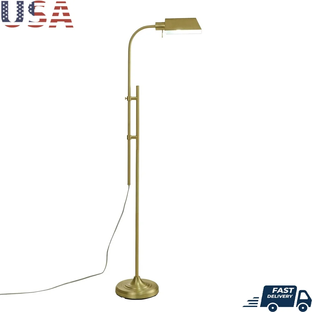 

Modern Adjustable Brass Floor Lamp Height Adjustable 51.5 to 72 Inches Durable Steel Construction On Off Rotary Switch Stylish