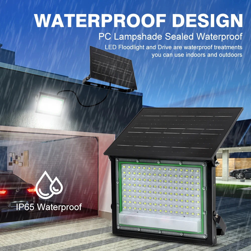 50W/100W Solar Flood Light with Remote Control Timable-Dimmable Suitable for Indoor and Outdoor Lighting