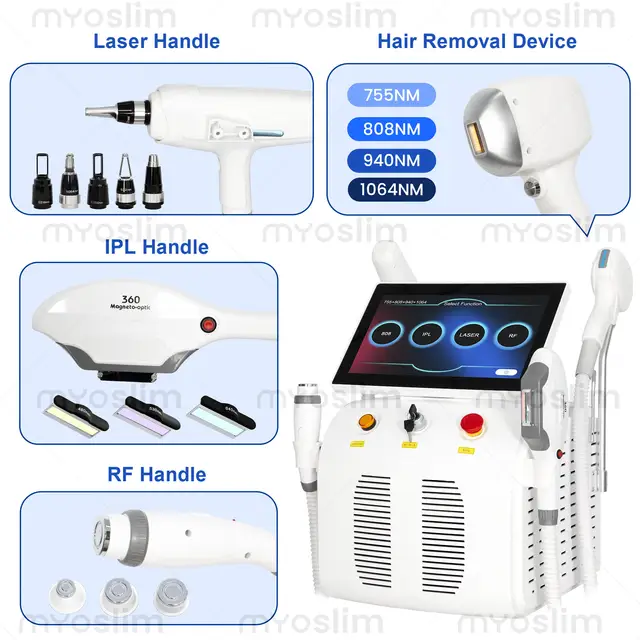 4in1 808 Diode Laser Hair Removal Picosecond IPL RF Machine 5000W