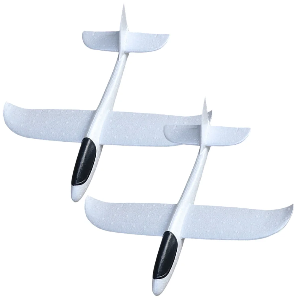2 Pcs Painted Hand Throwing Plane Manual Foam Airplane Gliders for Kids to Flash Parent-child Toy White