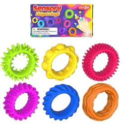 Finger Fidgets Finger Massager Rings Toys Set Of 6 Spiky Sensory Finger Rings Silent Stress Reducer Fidgets Ring For Kids Teens