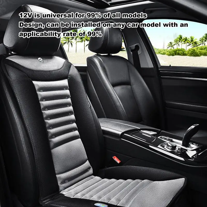 12V 2-in-1 Car Summer Cool Air Single Seat Cushion With Fan Fast Blowing Ventilation Auto On Off Cooling With Massagers Pad