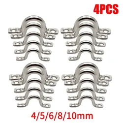 4x 4/5/6/8/10mm Stainless Steel Wire Eye Strap Boat Marine Tie Canopy Pad Eye Plates Staple Saddle Clip Boat Yacht Ship Doorknob
