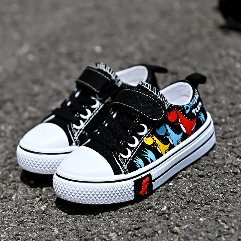 Children Casual Shoes Boys Canvas Shoes Kids Sneakers Cartoon Dinosaur Dino Fashion Classic School Students Girls Shoes Soft New