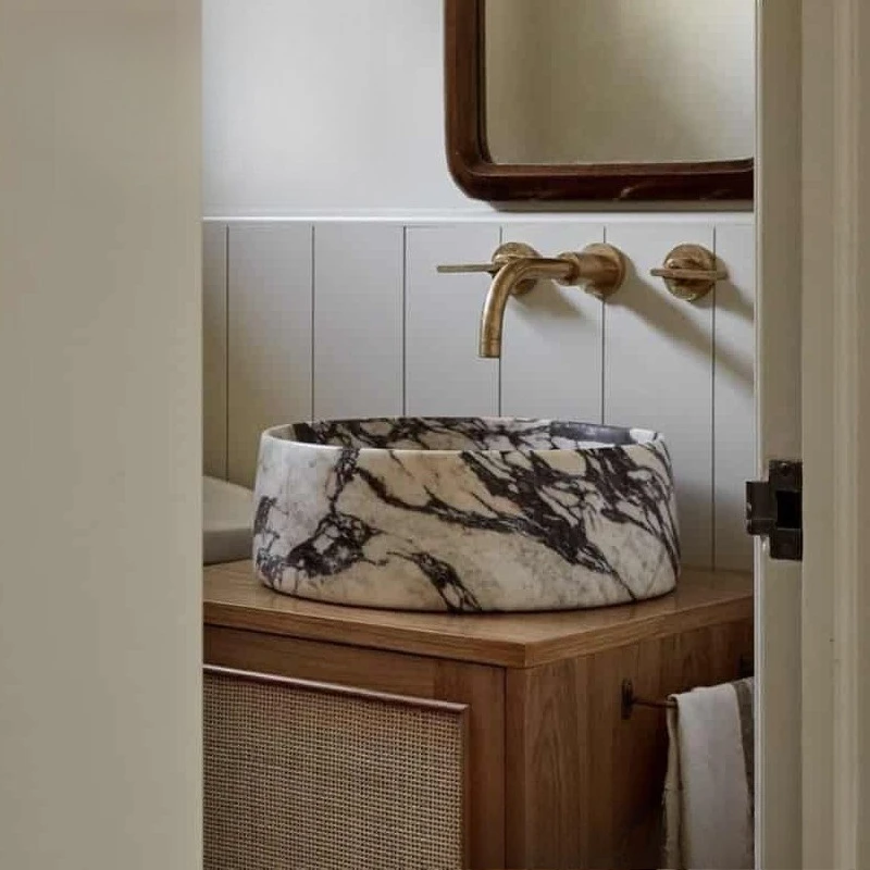 Washbasin marble washbasin hotel retro style w lla bathroom integrated  in column type