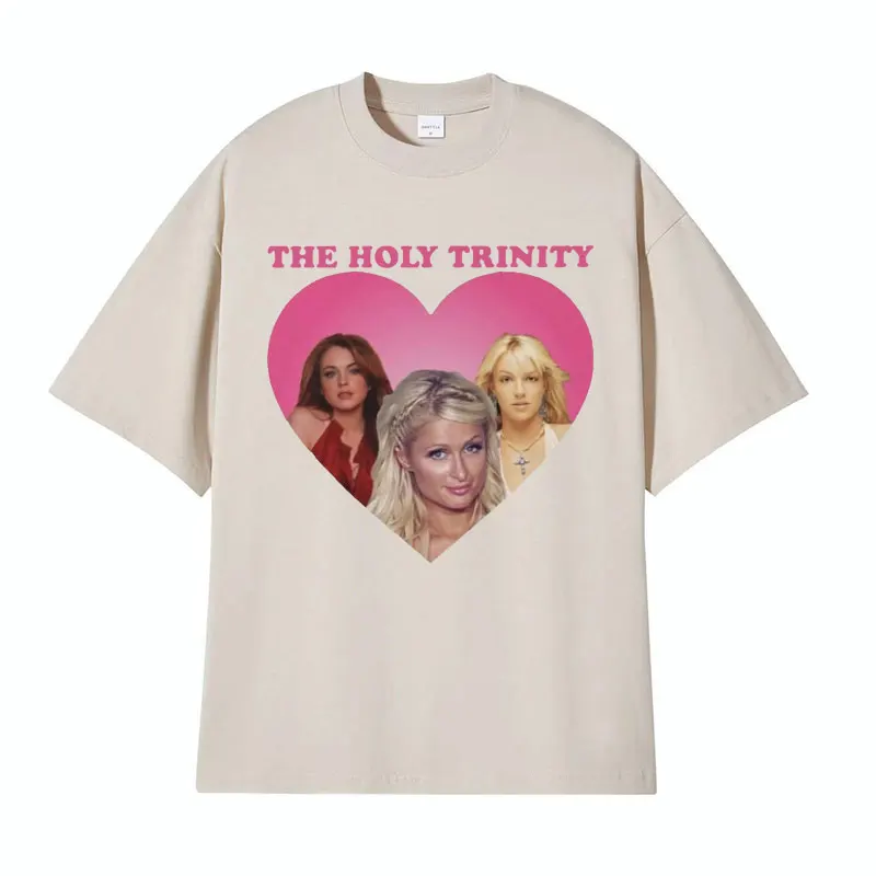 The Holy Trinity Britney Spears and Lindsay Lohan T-Shirt Men Women Clothing Fashion T-shirts Harajuku Retro 100% Cotton T Shirt