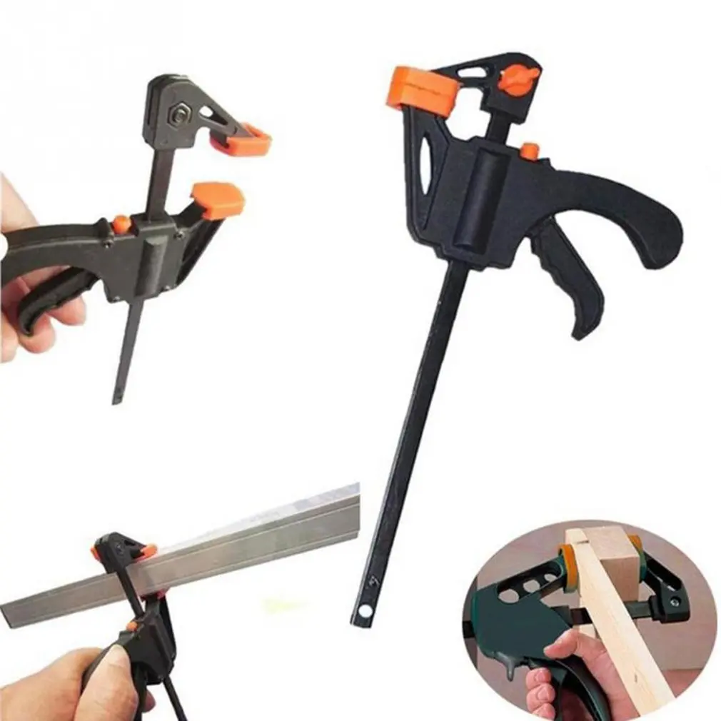 4 Inch Woodworking Work Bar F Clamp Clip Set Hard Quick Ratchet Release DIY Carpentry Hand Tool Gadget  Fixed Clamp