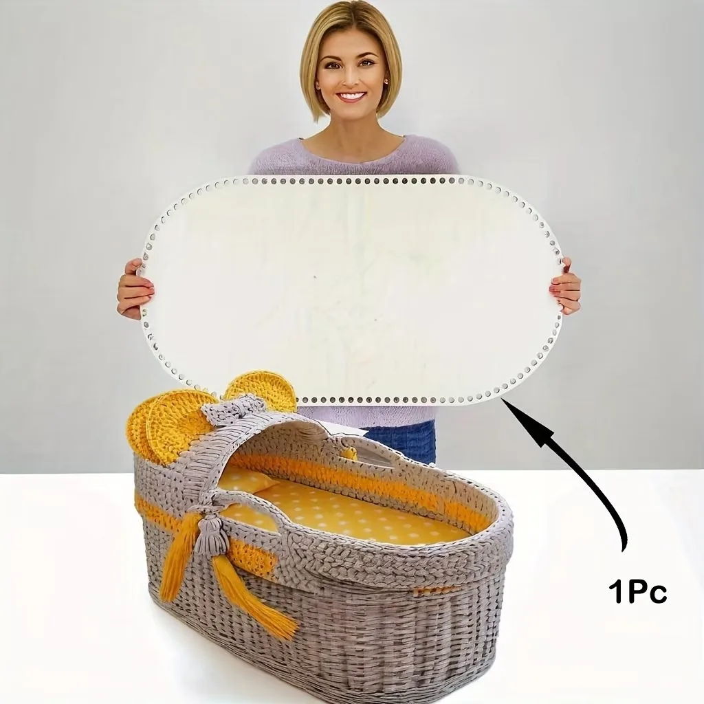 Base de Cesta Ovalada Grande para Crochet y Aro de Bordado - Marco Redondo de Madera Extra Grande Adecuado para Hacer Mantas DIY, Amigurumi
