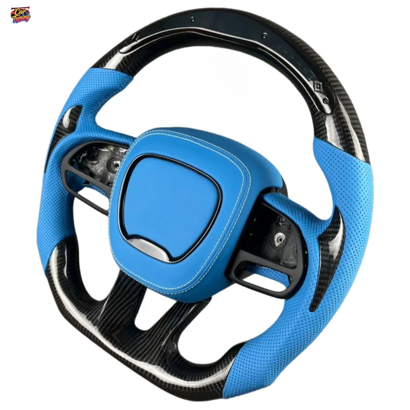 Carbon Fiber Steering Wheel for Dodge Charger Challenger Hellcat Flat Bottom Custom V1 Without Airbag