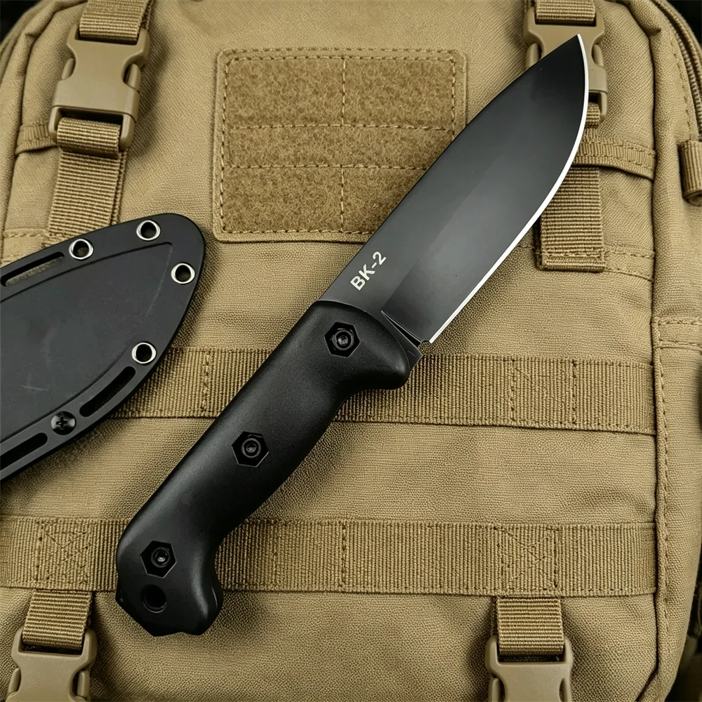KA-BAR BK2 Outdoor Fixed Blade Knife 8Cr13Mov Blade Nylon Fiber Handle with Secure-Ex Sheath Camping Knives EDC Pocket Tool