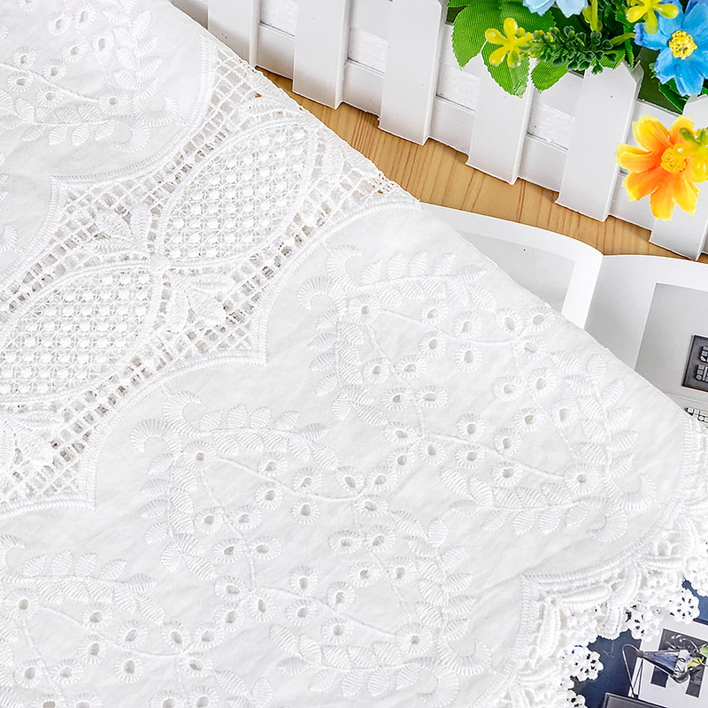 132cm Wide New Design Hollowed Out Cotton Fabric Embroidery Lace Lace Embroidery Fabric Hand Sewn DIY Embroidery Fabric RS4387