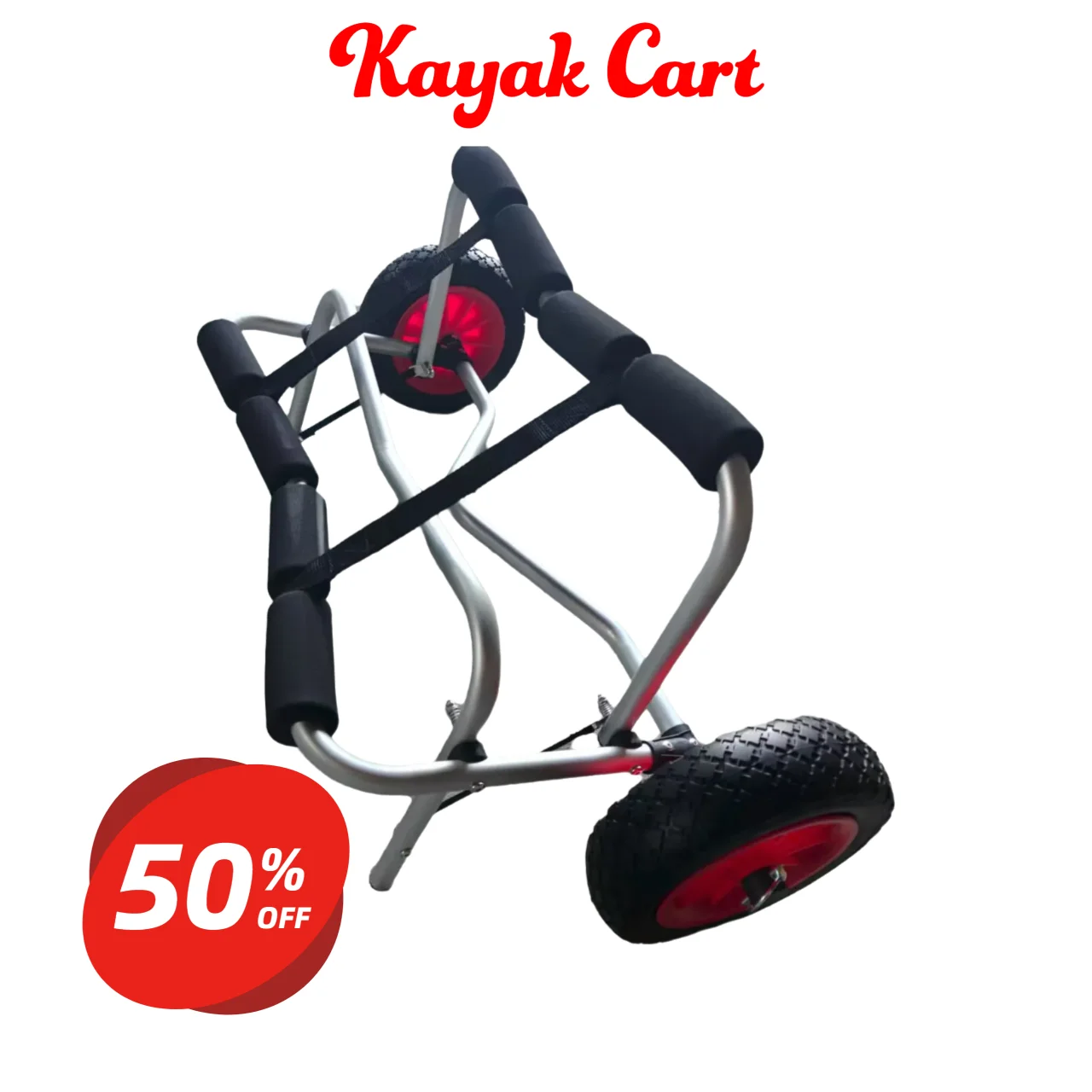 

Foldable Silver Aluminum Alloy Kayak Canoe Trolley with 10-Inch Tires, Portable Transport Cart for Beach & Trail