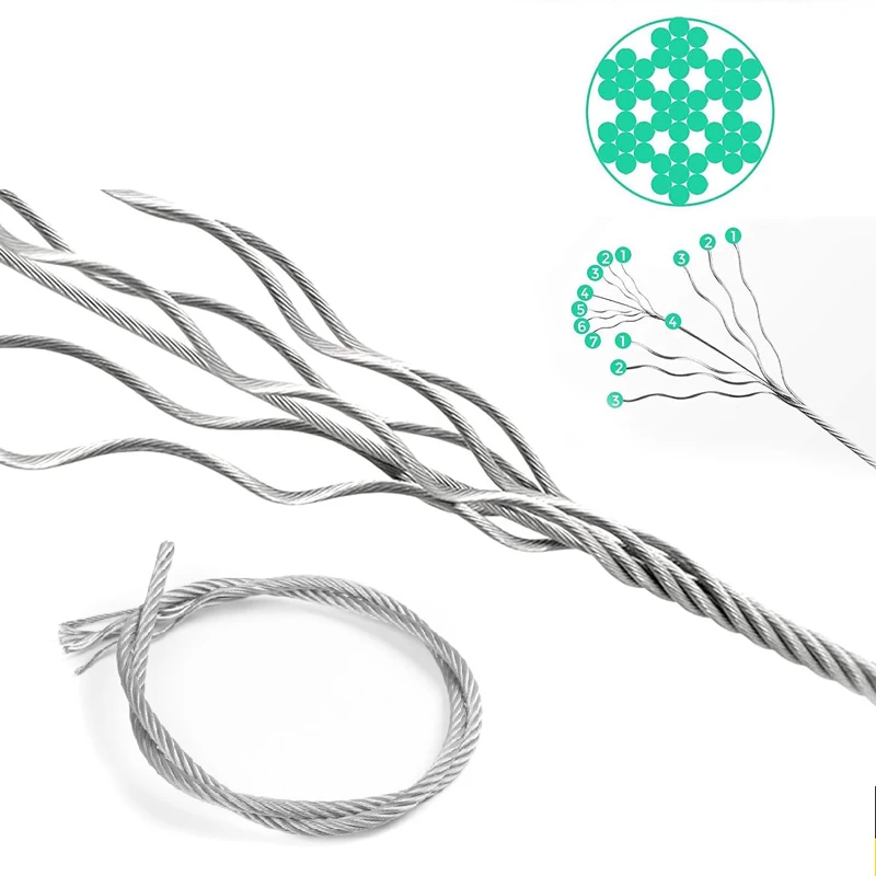 5m/10m 7x7 Stainlesss Steel Wire Rope 0.5-3mm Plastic Coated - for Fishing, Lifting, Drying Rack, Pulling Cable (Soft &Durables)