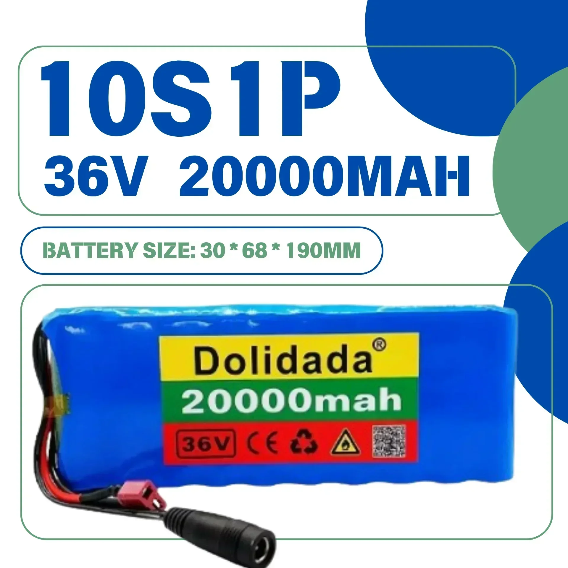 

New 18650 lithium-ion 10S1P battery pack, 36V, 20Ah, with BMS 20A, 500W, used for bicycles, cars, electric scooters, belts.