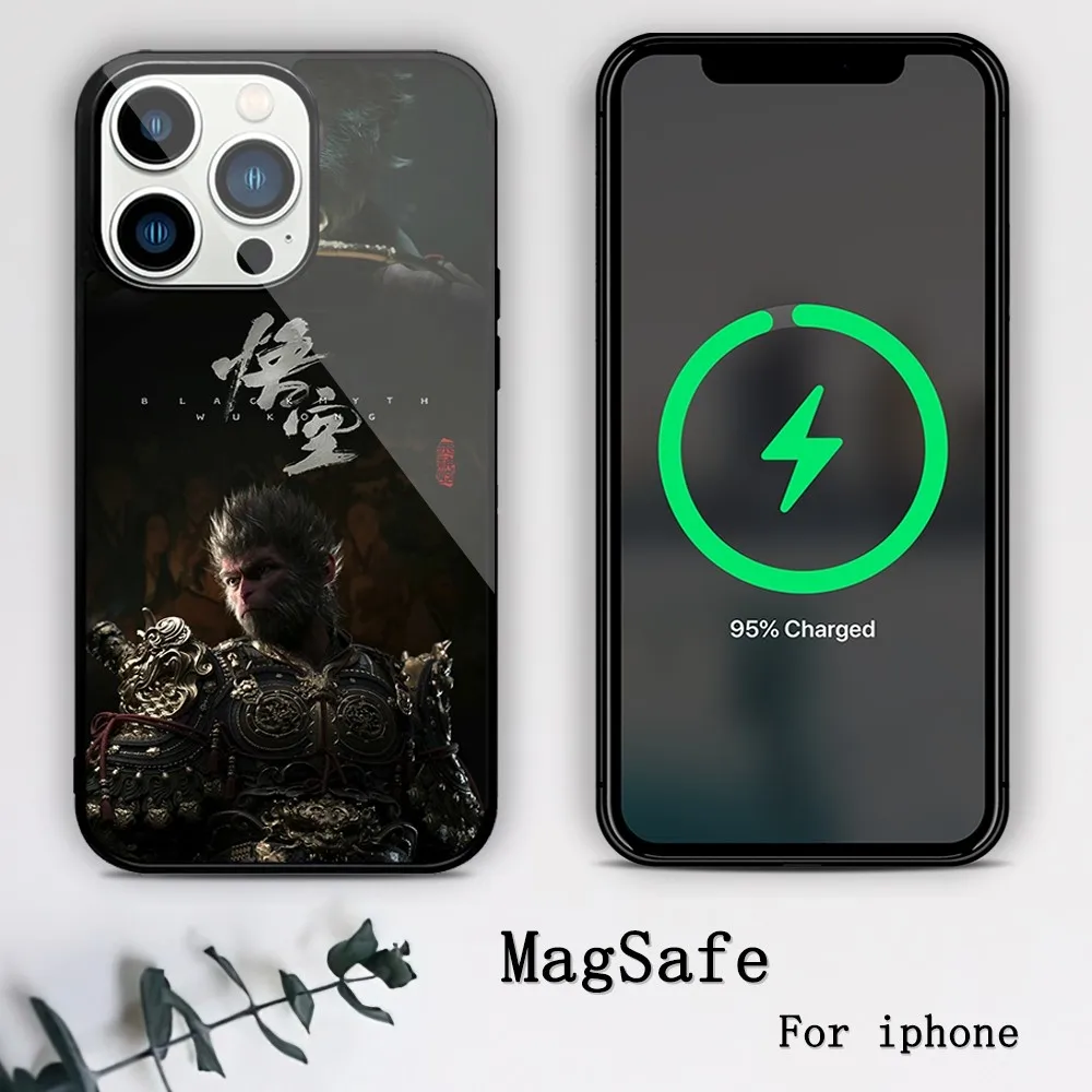 Hot Game Black Myth Wukong Phone Case For iPhone 11 12 13 14 15 Mini Pro XS Max X S Plus XR Magnetic Attraction Shell