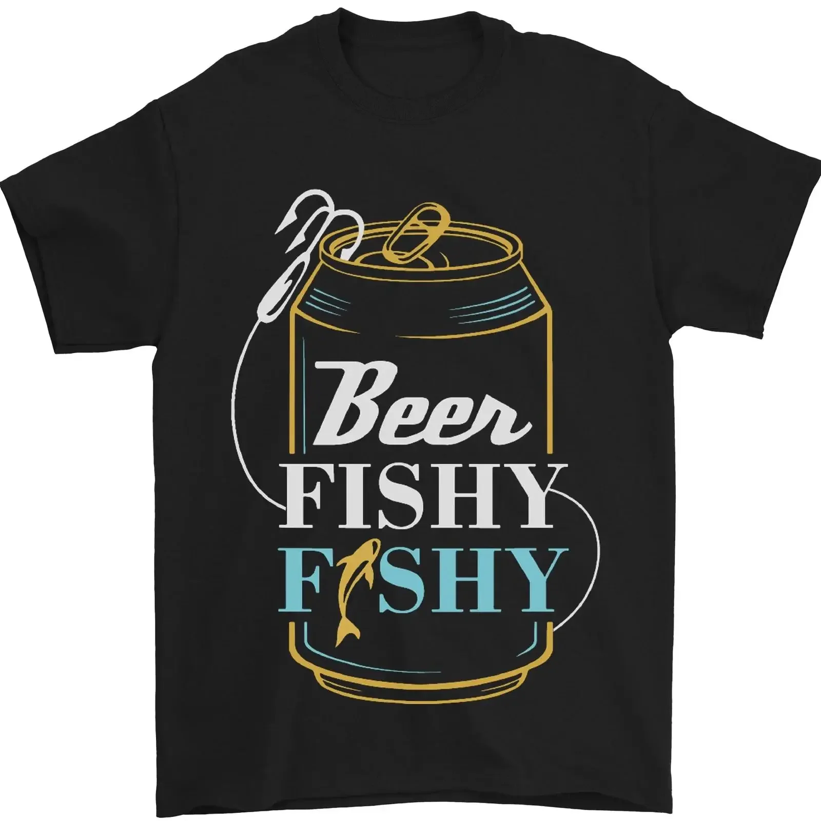 Fishing Beer Here Fishy Fisherman Funny Herren Maglietta 100 Baumwolle vintage Washed Stretched Stylish streetwear Casual