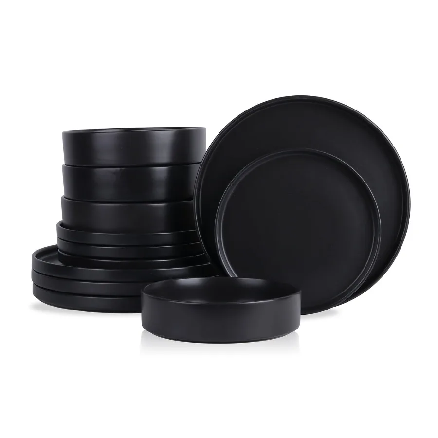 

Cecile 12-Piece Dinnerware Set Stoneware, Black