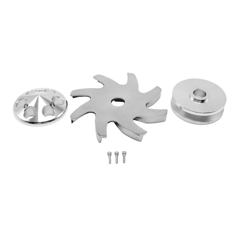 

For Small Block Chevy 327 350 383 400 383 396 427 Compatible Billet Aluminum Generator Pulley Kit Alternator Fan Impeller