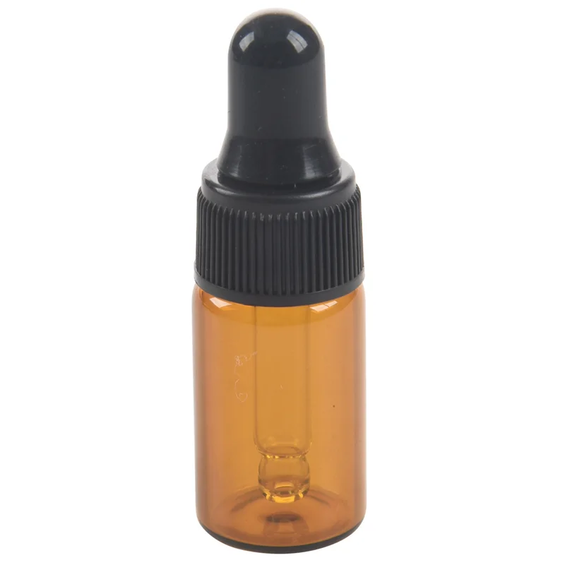 

A36T-100Pcs 3Ml Empty Brown Glass Dropper Bottles With Pipette For Essential Oil