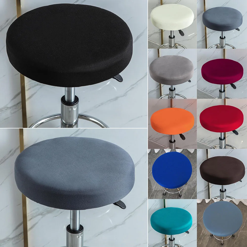 1PC Stretch Round Stool Cover Four Seasons Models Solid Color Chair Cover Lift Round Chair Cover Bar Round Chair Home Decoration