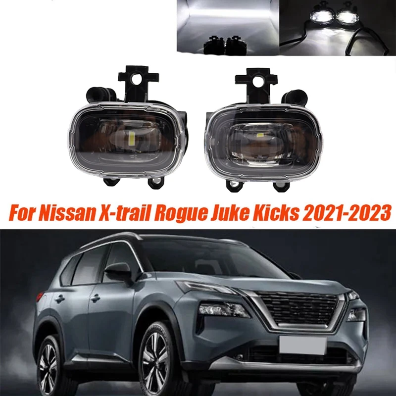 

1 пара автомобильных линз, дневные Противотуманные фары в сборе для Nissan X-Trail Rogue Juke Kicks 2021-2023