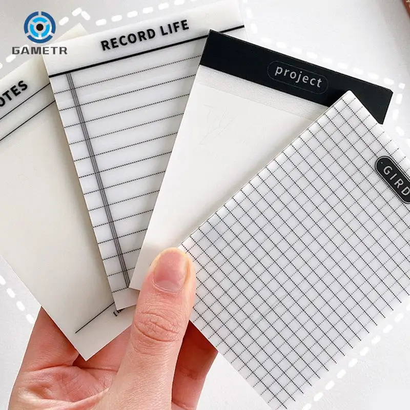 50 Sheets Transparent Grid Record Sticky Notes Waterproof Self-Adhesive Translucent Multi-function Sticky Note Pads for Books Sc