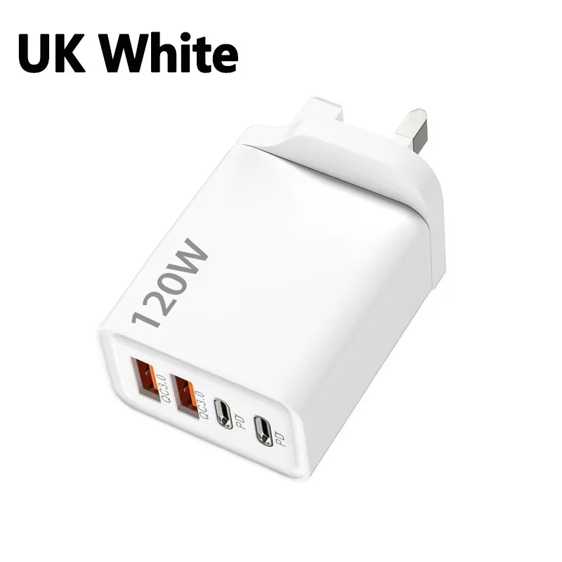 4-Port 120W Ladegerät USB C PD Quick Charge 3.0 Typ C USB Telefonladegeräte Schnellladegerät für iPhone Samsung Xiaomi Huawei