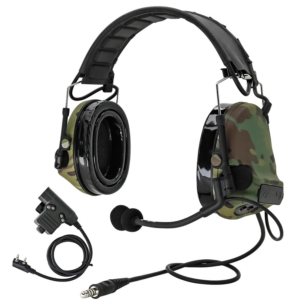 Tactical Headset COMTAC III Military Anti-noise Headphone Hunting Shooting Sport Airsoft Protective Earphone&U94 PTT for Baofeng