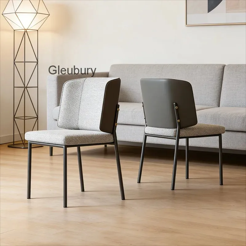 Two-Tone Modern Upholstered Dining Chair with Fabric Seat and Backrest Metal Frame Accent Chair for Dining Room, Living Room