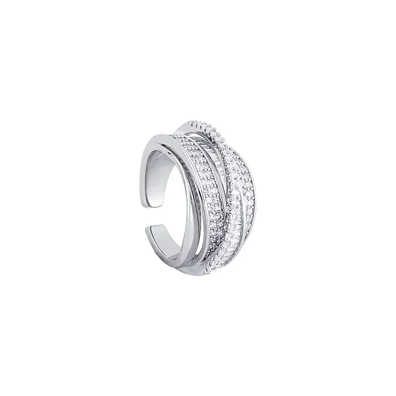 2024 Silver Color Rhinestone Ring Multi-layer Winding Rings for Women Wedding Full Zircon Finger Rings Fashion Jewelry Gifts