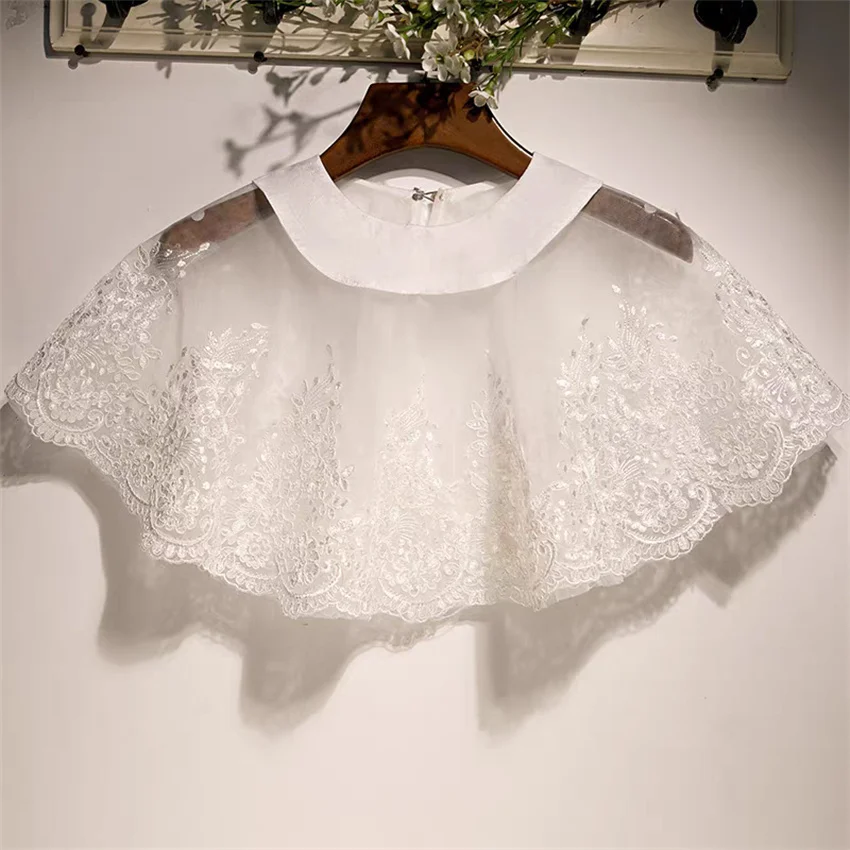 New Elegant Women Short Lace Shawl Capes Europe and America Lady Party Embroidery Wrap Bolero Accessories Coat Princess Top 2509
