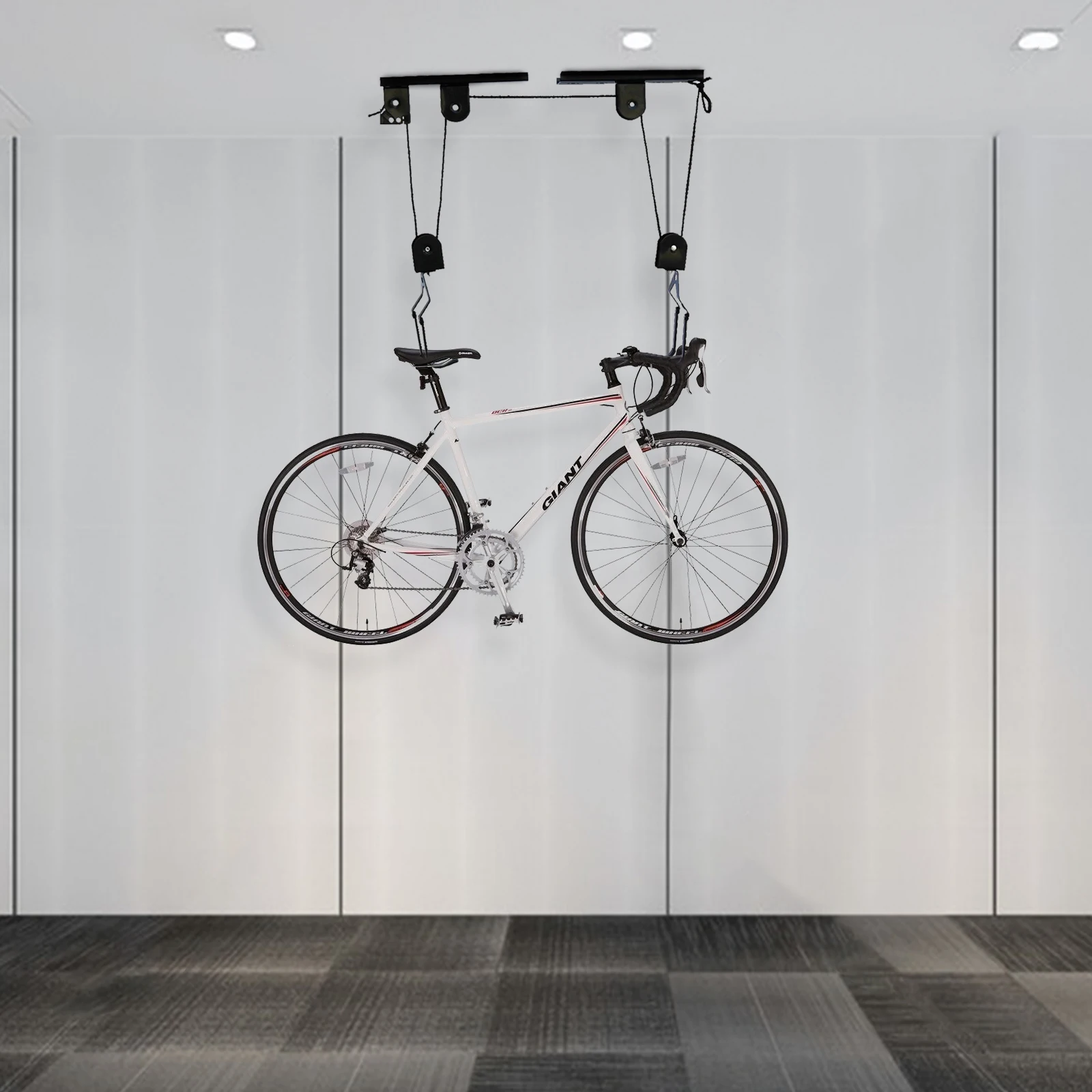 

Bike Hoist for Garage Ceiling Mount Pulley System Bike Storage, Set Of Bike Hangers for Garage Storage