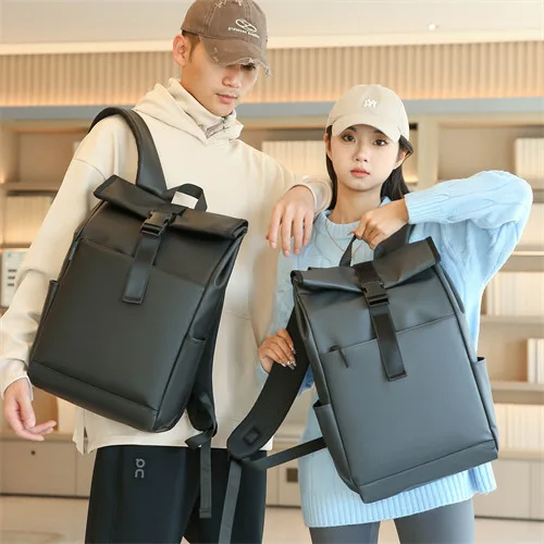 

Trendy Brand's 15.6 - Inch Large - Capacity Roll - Top & Roll - Cover Dual - Strap Backpack For Business Use