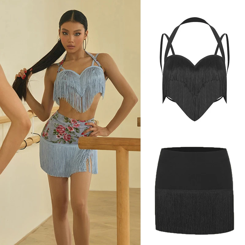 

New Adults Latin Dance Fringed Costume Sexy Cha Cha Latin Dance Clothing Women Samba Latin Dance Performance Suits SL15878