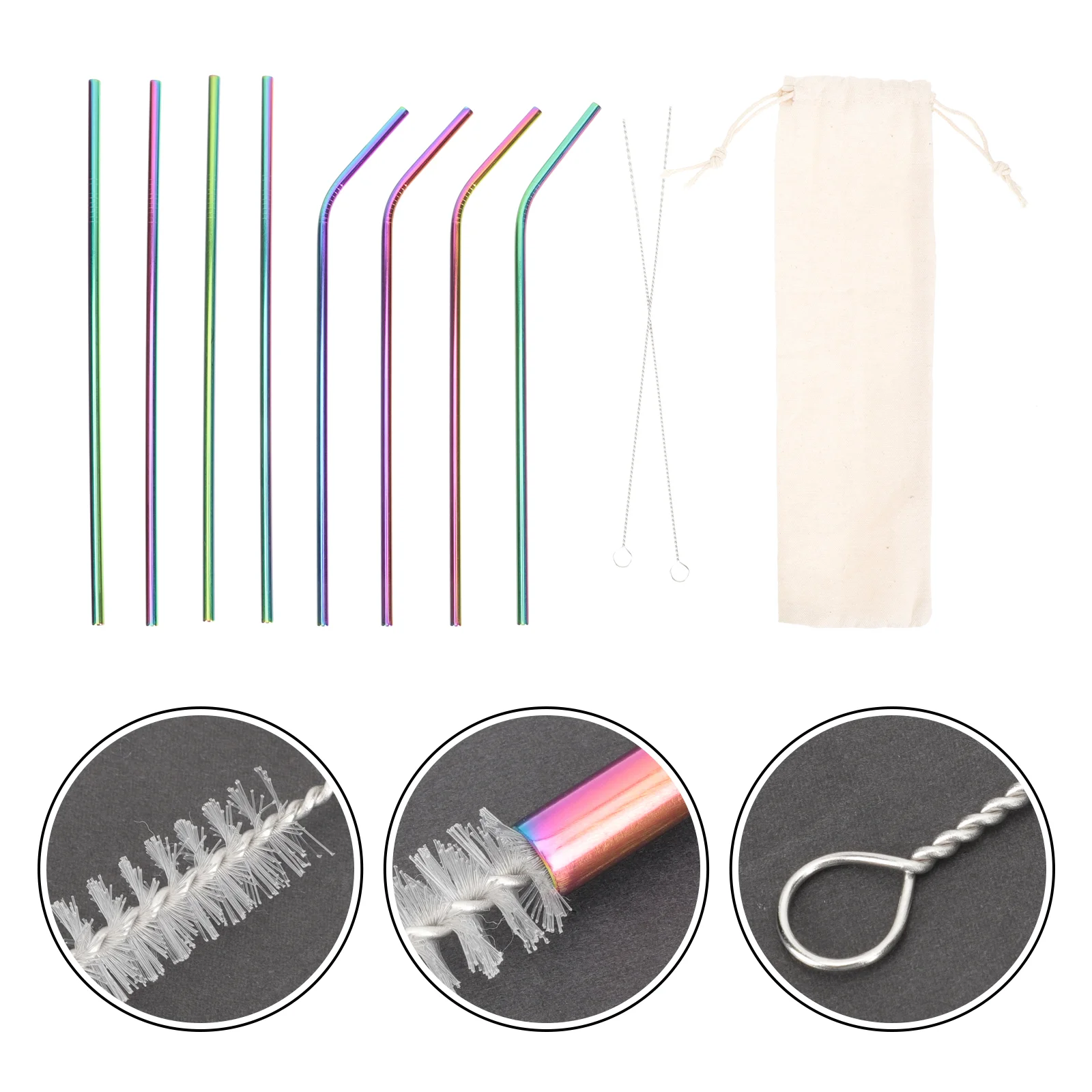 

Set Multipurpose Stainless Steel Reusable Straw Reusable Curved Straws Reusable Beverage Stirring Party Supplies Stirrers