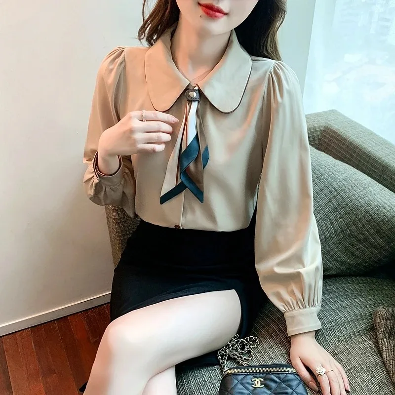 Blouse Women Long Sleeve Doll Collar Blouse Shirt Tops Women Blusas Mujer De Moda 2024 Blouses Femme Shirts Blusa Feminina F511