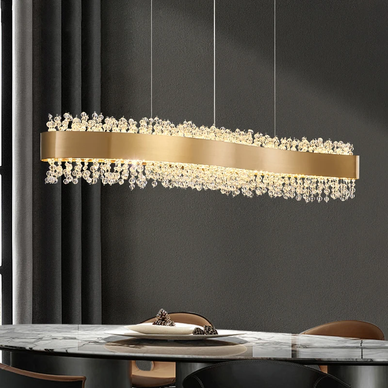 

Luxury Crystal Bead Endant Pendant Lights Modern Home Decoration Dining Living Room Ceiling Chandelier Dimmable Led Luster Light