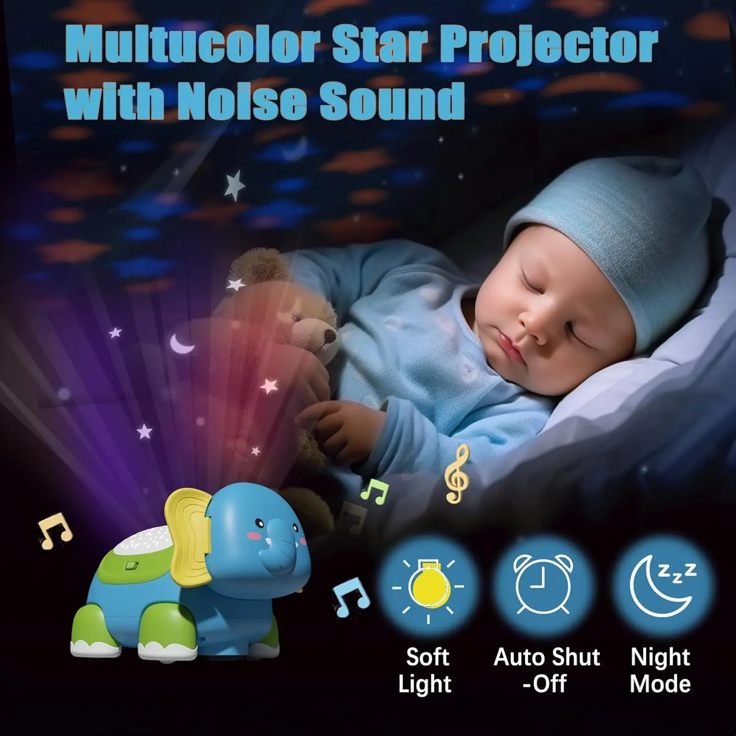 

Multi-functional Toddler Musical Crawling Baby Toys with Star Projector Music&Light, Elephant Interactive Gift,Infant Tummy Time