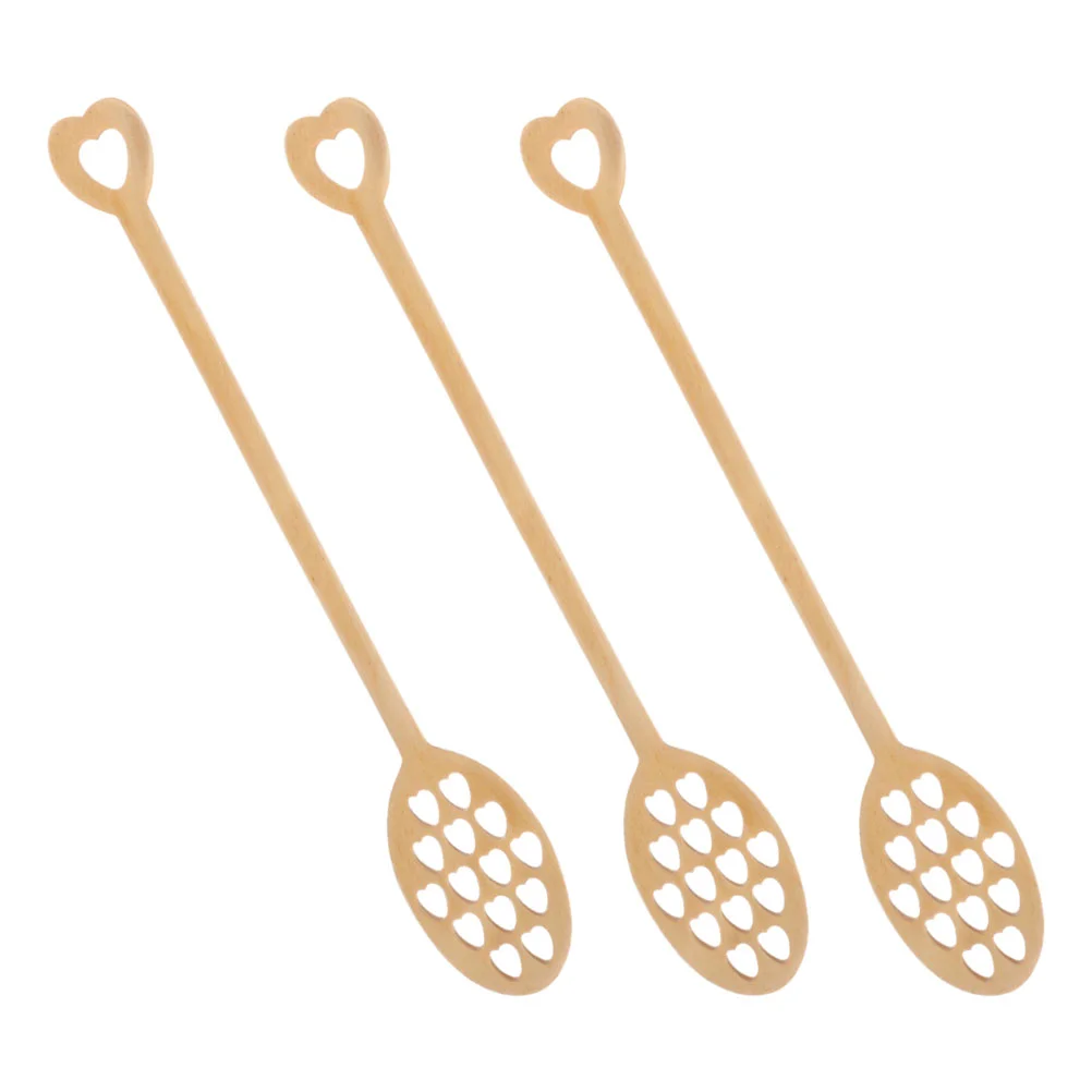 3 Pcs Spoon Coffee Stirring Spoons Kitchen Portable Stirrer Wooden Syrup Dippers Sticks Mixing Stirrers Whisk