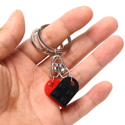 2Pcs Cute Love Heart Brick Keychain For Couples Friendship Women Men Girl Boy Elements Key Ring Birthday Jewelry Gift