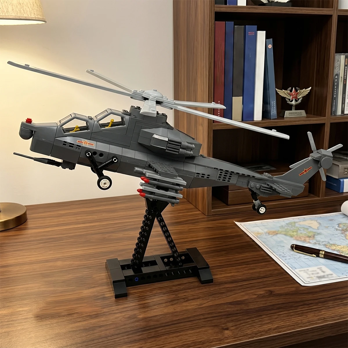 

WZ-10 Attack Helicopter Gunship Military Building Blocks Aviation Model Kit Desktop Decor Aircraft Christmas Holiday Gift Boys